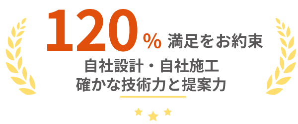 120%満足をお約束。自社設計・自社施工。確かな技術力と提案力。